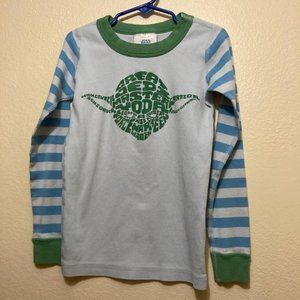 Hanna Andersson Kids Star Wars Yoda Striped Long Sleeve Pajama Shirt Size 6-7